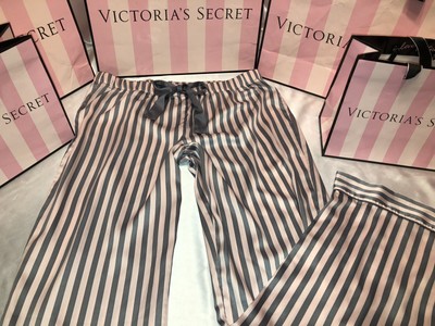 Victorias Secret Satin Lounge Pajamas Pants After Hours Signature Stripe Large Ebay