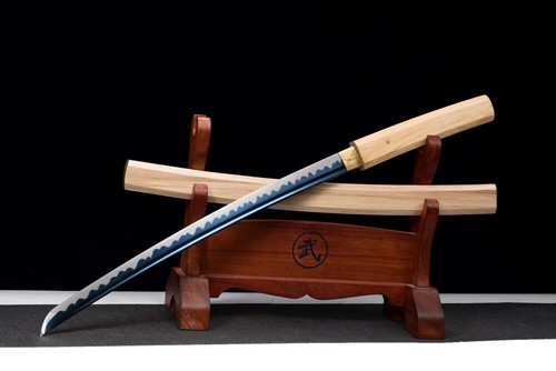Shirasaya Japan Samurai Katana Ninja Sword Blue High Manganese Steel Very Sharp - Picture 10 of 10