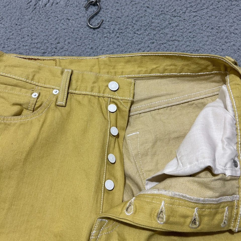 Мужские джинсы Levi's 501 34x32 (подходит 34x31) желтые оригинальный крой прямые на пуговицах - Изображение 3 из 4