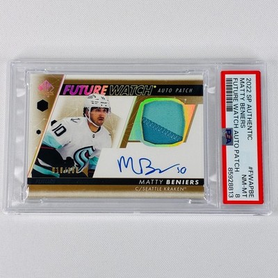 2022 SP Authentic Matty Beniers Future Watch Patch Auto 10/100 PSA 8 Jersey Numb