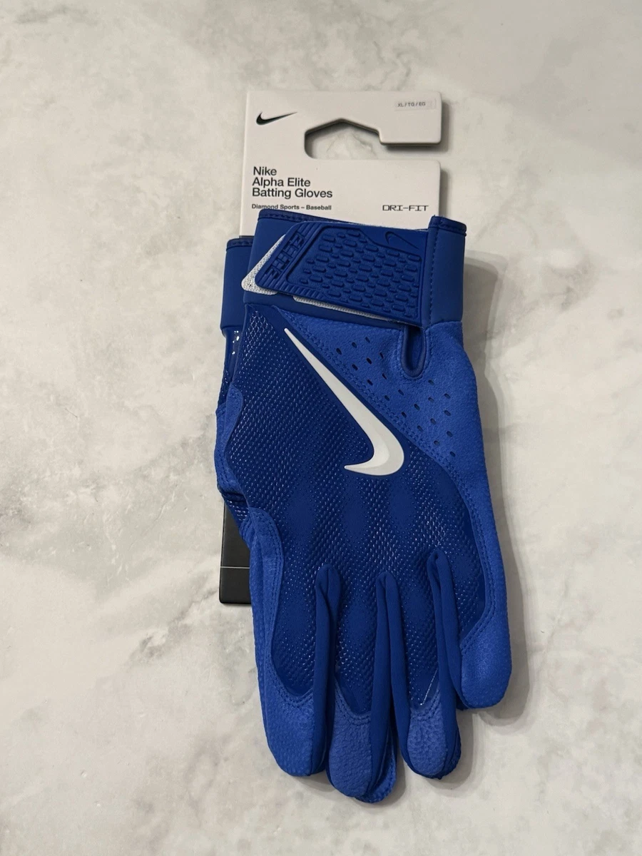 Guantes de bateo de béisbol Nike Alpha Elite azul real FD7868-434 para hombre talla XL