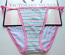 VICTORIA'S SECRET PINK Cotton String Bikini Panty VS Pink Green Stripe S M L XL