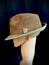 Vintage Fedora Trilby Gangster Hut Sonnenhut Echtleder Street Style 70er Jahre