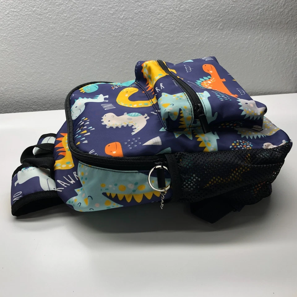 Mini mochila dinosaurio sin marca multicolor niños pequeños cremallera correas ajustables Foto 4 de 4