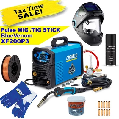 Cigweld Blue Venom XF200P3 Multi Welder Bundle + Helmet + Gloves + Wire W1400200 - Bild 1 von 4