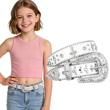 Kids Rhinestone Belt for Girls and Boys,Fashion Western Cowgirl Cowboy Bling ...