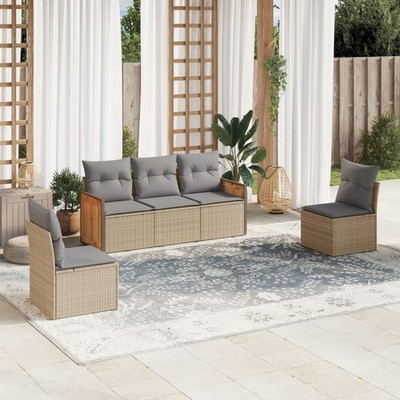 Gartenmöbel Sofa Garnitur Kissen Lounge Set Gartengarnitur Poly Rattan vidaXL