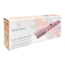 Voloom Petite 1" Hair Volumizing Iron Pink Ceramic Coated Plates 3 Clips