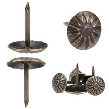 120 PCS 7/16 Inch Upholstery Tacks Daisy Pattern Furniture Nails Antique Brass