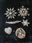 Vtg Job/Junk  Rhinestone Brooch Lot of 6p For Repair Up-cycle Craft Flaws Read  — photo 3