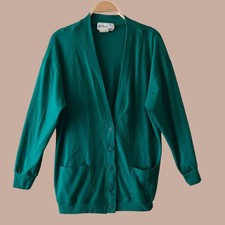 Vintage 90s Green Long Cardigan with Pockets