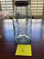 BALL MASON'S BLUE CANNING JAR 10 INCH 1858 WTIH LID