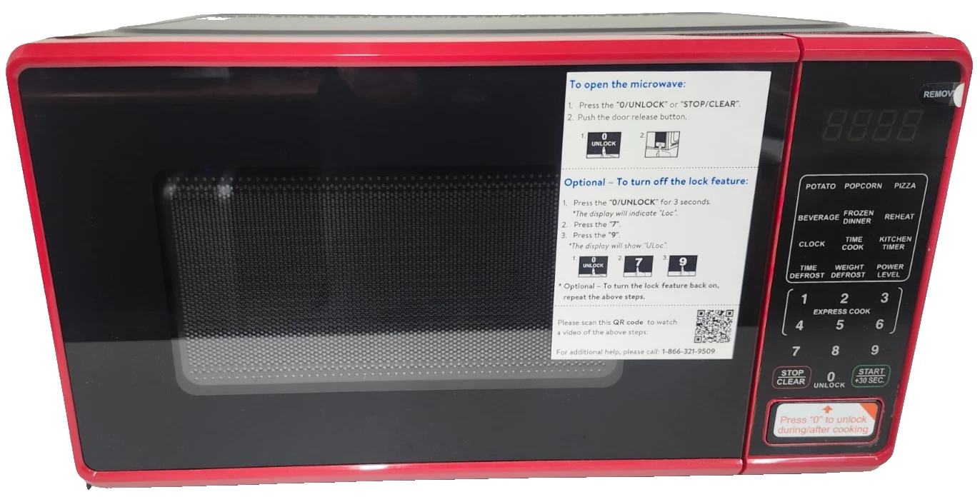 Mainstays 0.7 Cu ft Countertop Microwave Oven, 700 Watts, Red