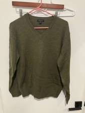 Club Room Men's 100 Lambswool V-Neck Sweater, Green, Size Medium