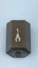 Garnet And Diamond 9ct Gold Pendant , Vintage And Hallmarked , Polished