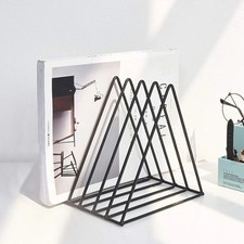 QPEY Triangle File Holder,5 Slot Metal Vinyl Record Stand Holder black