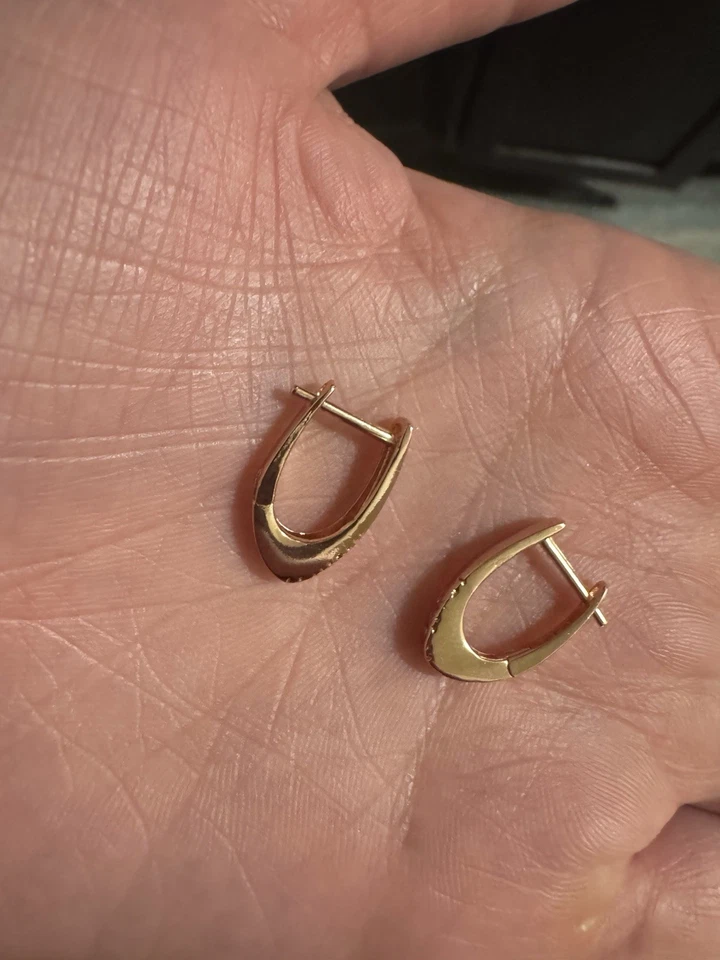 REAL 14K Rose Gold Round Color Hoop Earrings Stamped 585RG Rose Gold Filled - Image 4 of 4