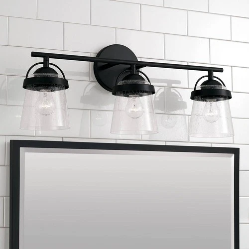 Capital Madison 23 1/4" Wide Matte Black 3-Light Bath Light - Picture 1 of 5