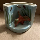 Vtg Shawnee Mallard Duck Corner Wall Pocket Vase Blue Foilage Planter MCM Sh3