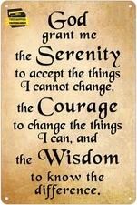 Serenity Prayer Wall Decor, Positive Inspiring Quote Vintage Retro Tin Metal Sig