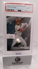 146388721 James Wood 2025 Topps Chrome Black #104 Rookie RC PSA 10