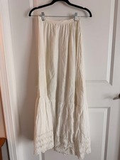 Antique Edwardian White Cotton Petticoat w Hand Made Lace
