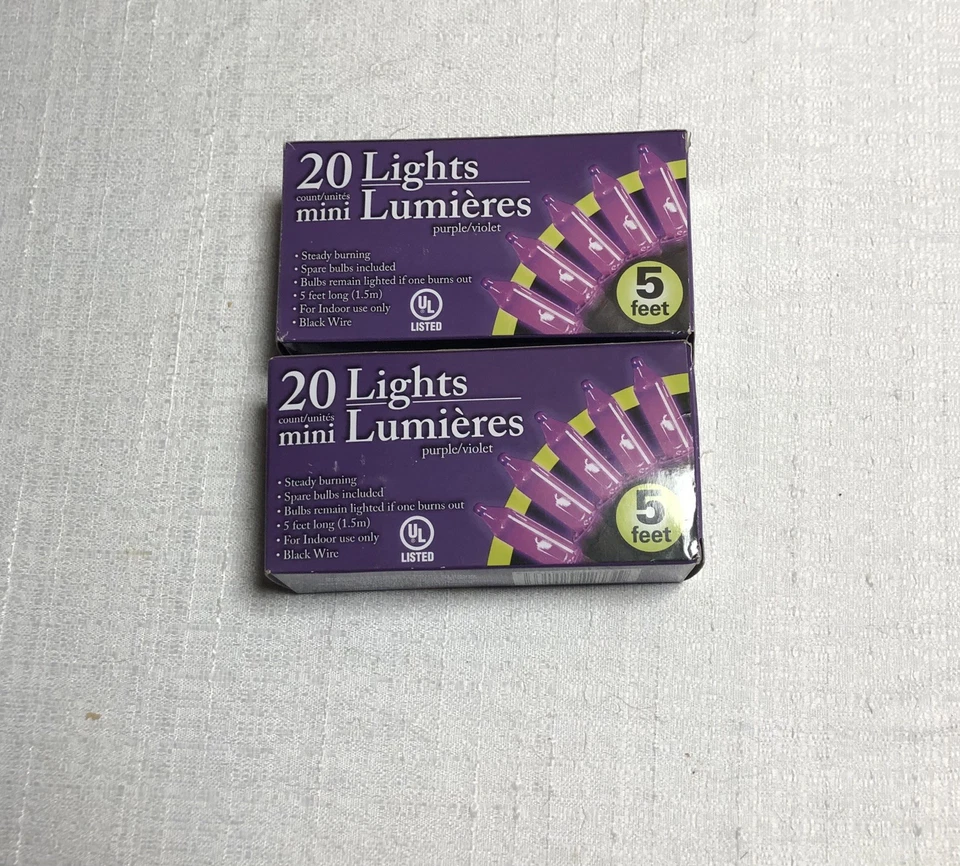 Banderín de arpillera "Feliz Halloween" de 7 pies con arañas y paquete de 2 mini luz púrpura Foto 4 de 4