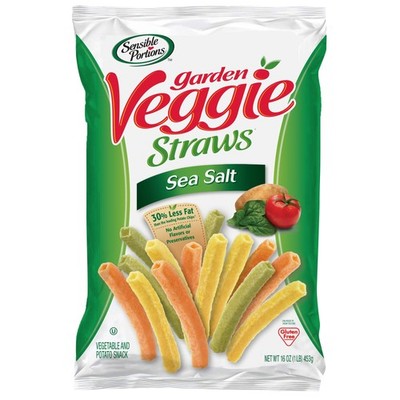 Sensible Portions Garden Veggie Straws, Sea Salt, 16 Oz Pack of 6