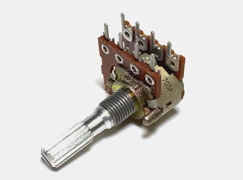 1pcs - ALPS 250KA 705P Volume Dual Step Carbon Potentiometer Knurled Shaft Japan