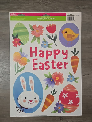New! Happy Easter, Easter Bunny, Chicks, With Eggs, Window Clings Decor Spring 