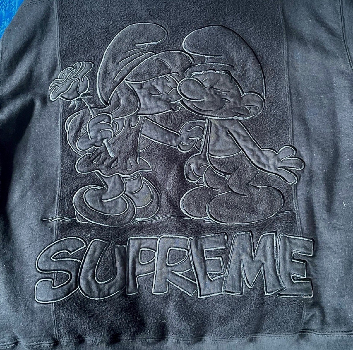 Supreme x Smurfs Hooded Sweatshirt Black Mens Size Large Hoodie Never Worn DS