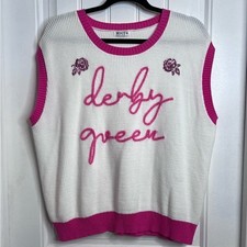 WHY Dress 'Derby Queen' Women's Pink White Roses Sweater Vest. Size XXL.