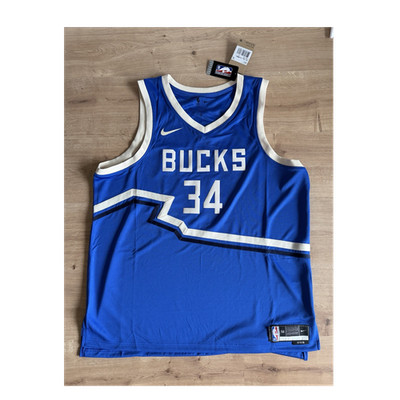 Nike NBA Milwaukee Bucks City Edition Antetokounmpo 34 Trikot XXL Blau/Weiß