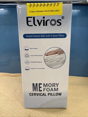 Elviros Cervical Memory Foam Pillow | Ergonomic Neck Support for Pain Relief NEW