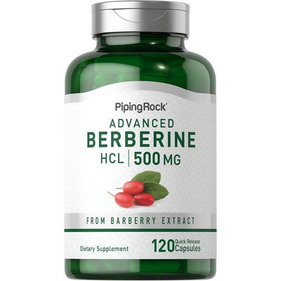 Berberine HCL 500mg 120 Capsules | Non-GMO, Gluten Free Extract | by Piping Rock