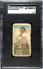 1909 E95 SAM CRAWFORD NNO POOR PHILADELPHIA CARAMEL SGC A DETROIT TIGERS