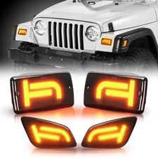Brighter LED Turn Signal & Side Marker Lights for Jeep Wrangler TJ 97-06, Black