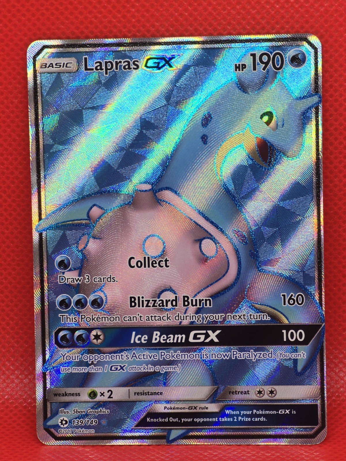 LAPRAS GX 2017 POKEMON SUN & MOON RARE HOLO 139/149 Q1713