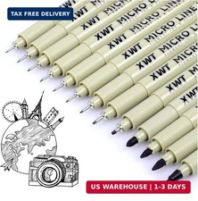 12 1 Fineliner Drawing Art Pens, Black Waterproof Pigment Ink Set for Artists, S