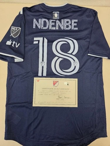 Sporting KC LOGAN NDENBE Signed Match Game Used 2023 Season Soccer Jersey