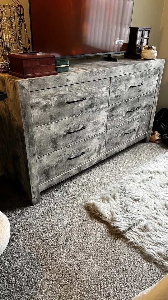 Спальный гарнитур из трех предметов. Каркас кровати Queen, тумбочка, комод. Серый и черный - Изображение 2 из 3