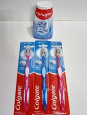 NEW Colgate Extra Clean Toothbrush Lot 3 Medium Bristles  2-in-1 Whitening Gel