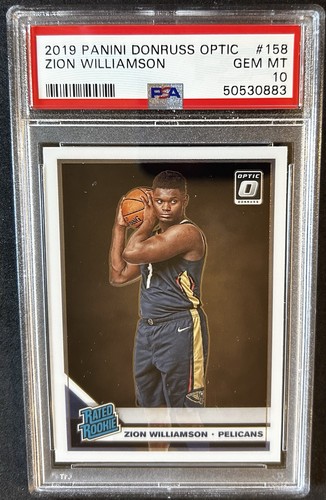 2019-20 Panini Donruss Optic Zion Williamson Rookie RC #158 Pelicans PSA 10
