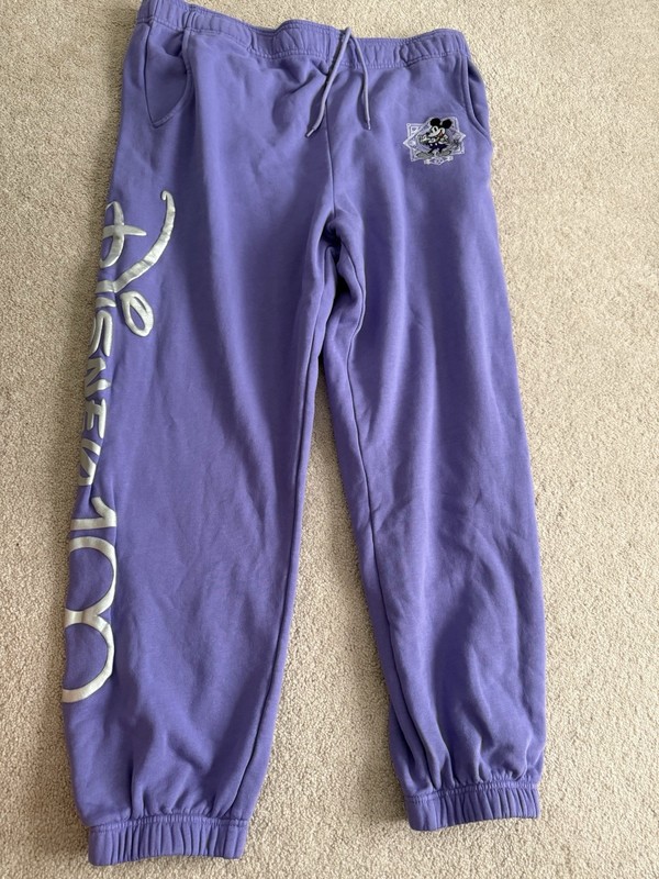 Disney Parks 100 Years Of Wonder Embroidered Purple Sweatpants - Adult Size L
