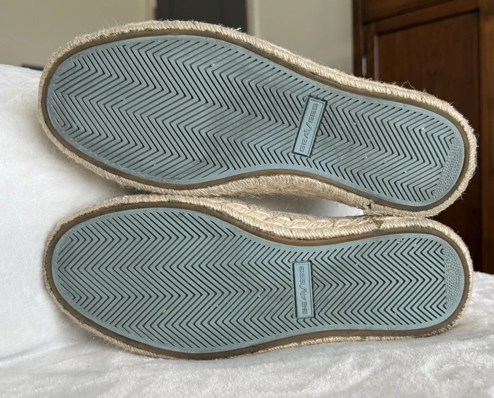 Womens Seavees White Coronado Espadrille Slub Linen Sneaker Lace Up Size US 9 - Image 4 of 4