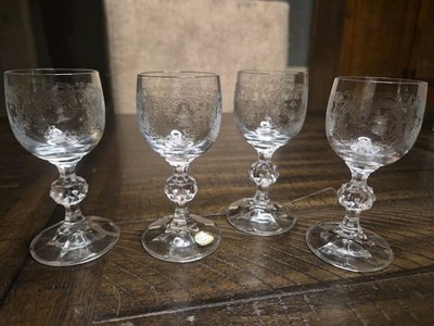 Set Of 4 Vintage Bohemia Crystal ''Cascade''Cordial Liquor Glasses 4'' Tall-Czech B