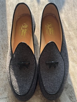 BELGIAN SHOES MR CASUAL LOAFER GRAY WOOL SLIPPERS Sz 8 $800  display picture 2