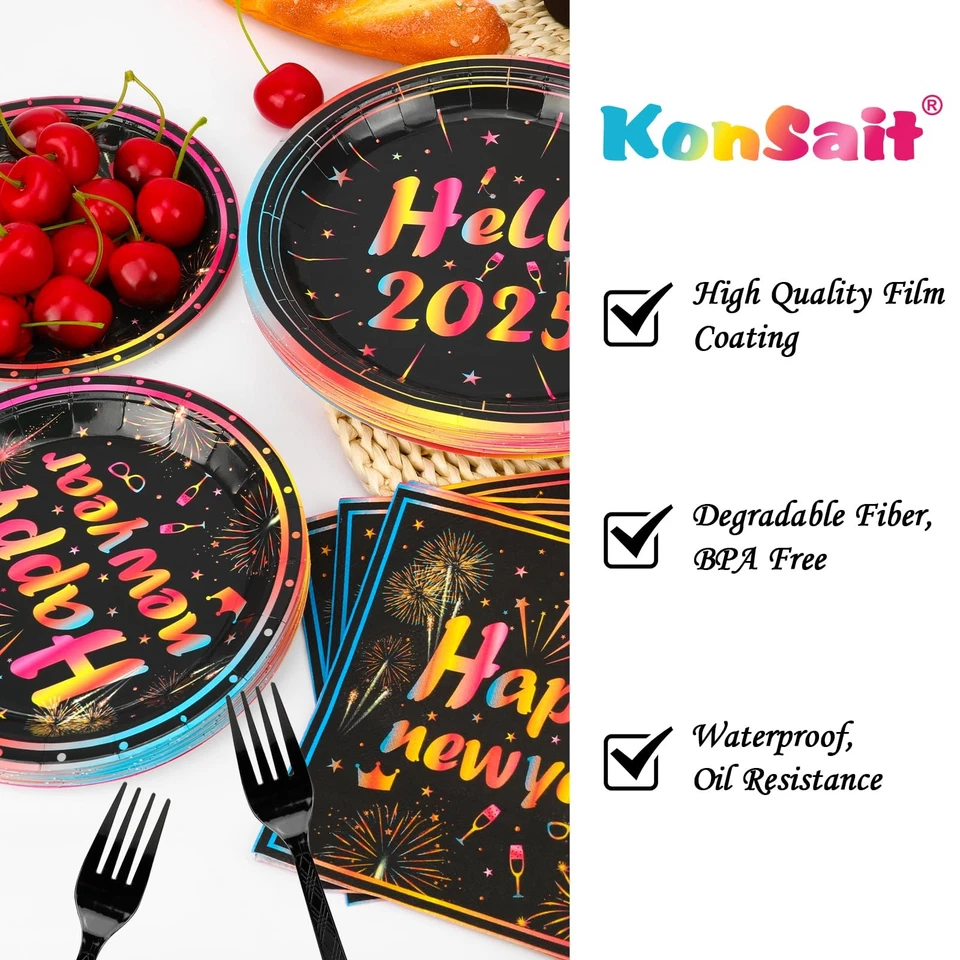 80 Piezas Platos y Servilletas de Nochevieja - Sirve a 20 Invitados Fiesta de Nochevieja... Foto 4 de 4