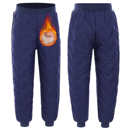 Kids Thermal Skiing Snow Pants Waistband Jogger Pants with Pockets Sweatpants - Picture 20 of 45