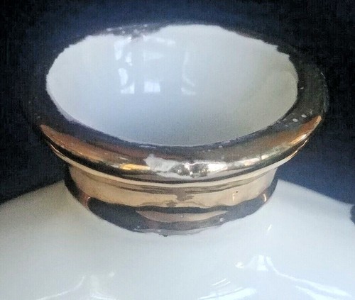 Vintage Porzellan Karaffe weiß mit Goldrand 7 Unzen Keramik Flasche Glas Vase 5" - Bild 6 von 10